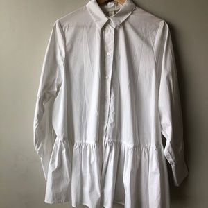 NWT H&M White Peplum Button Down Blouse
